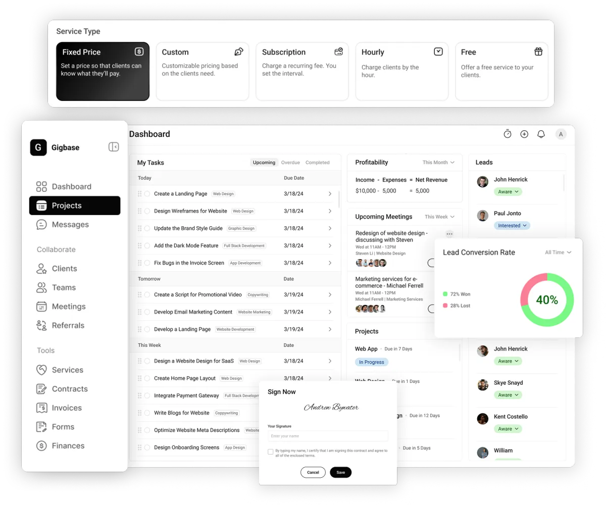 GigBase - Freelancer Management Platform project preview